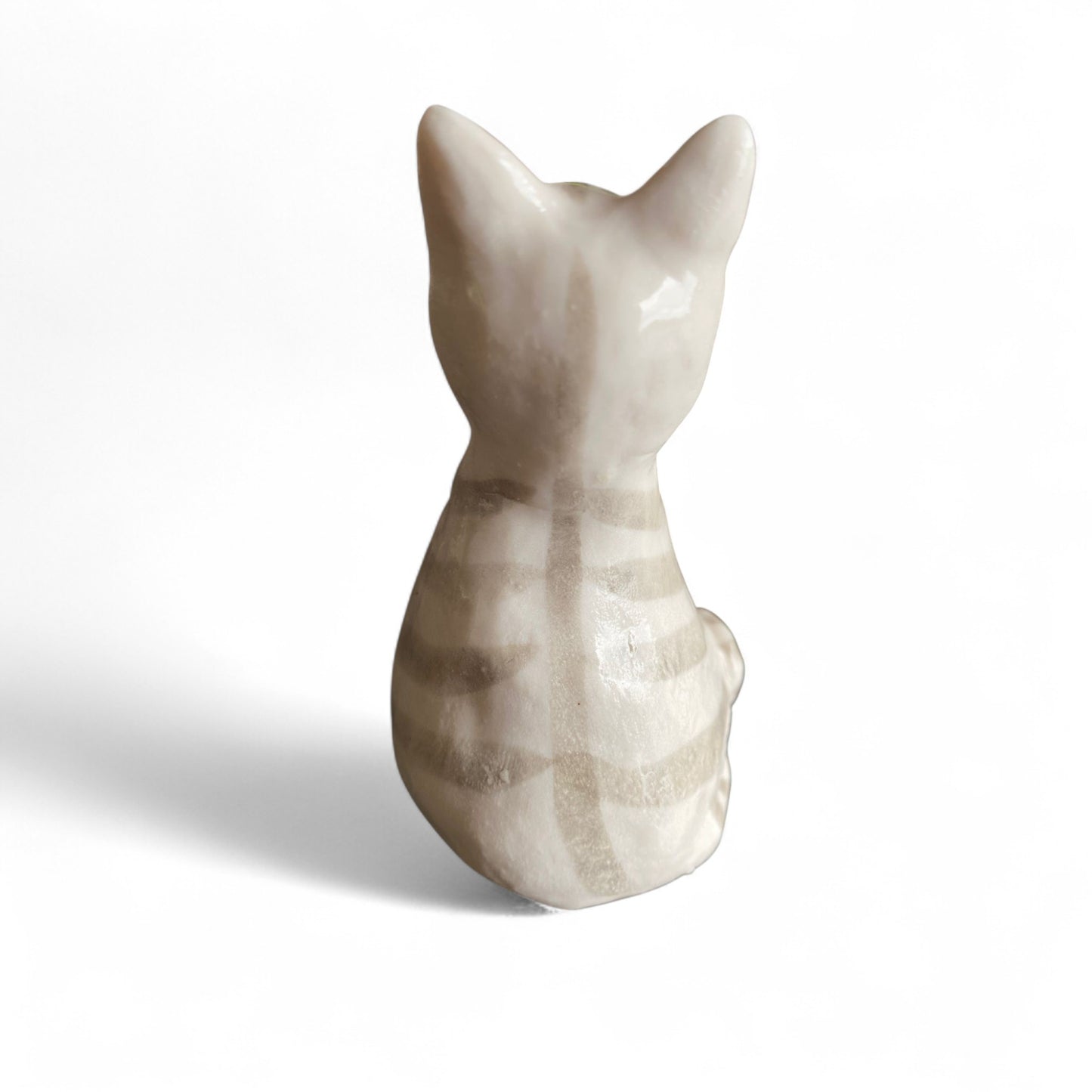 "Lady Cynthia" Small porcelain cat figurine on a white background