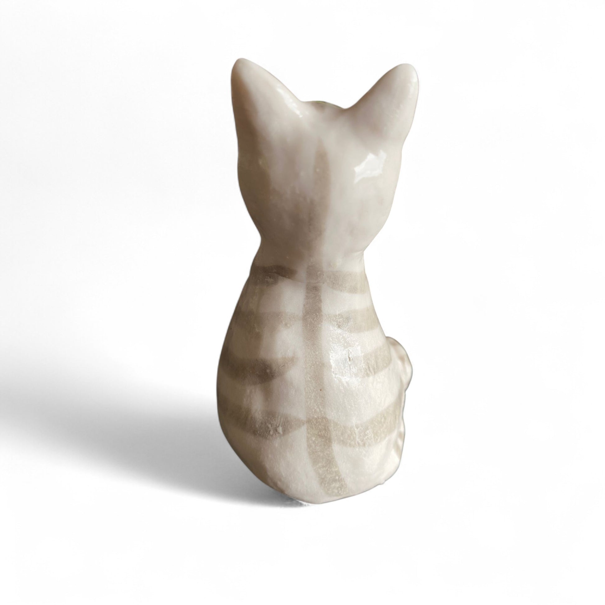 "Lady Cynthia" Small porcelain cat figurine on a white background