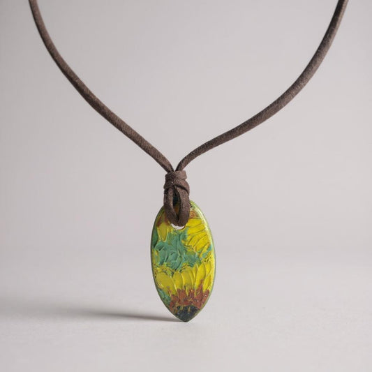 Ceraic Pendant with Van gogh sunflower design