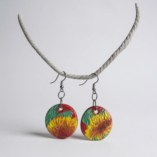 Van Gogh Sunflower du Jardin Range: Hand-Painted Ceramic Earrrings