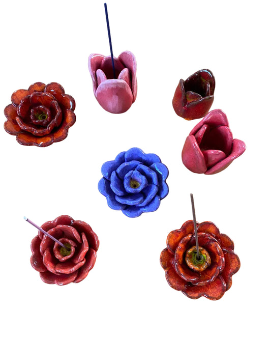 Rose Incense Holder Red Orange Wall Art