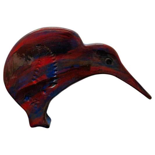 "Spirit of Kiwi" Hand-Painted Ceramic Bird - New Zealand Native Art.