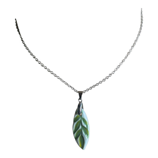 Kiwi Leaf Ceramic Pendant - Wabi Sabi Collection