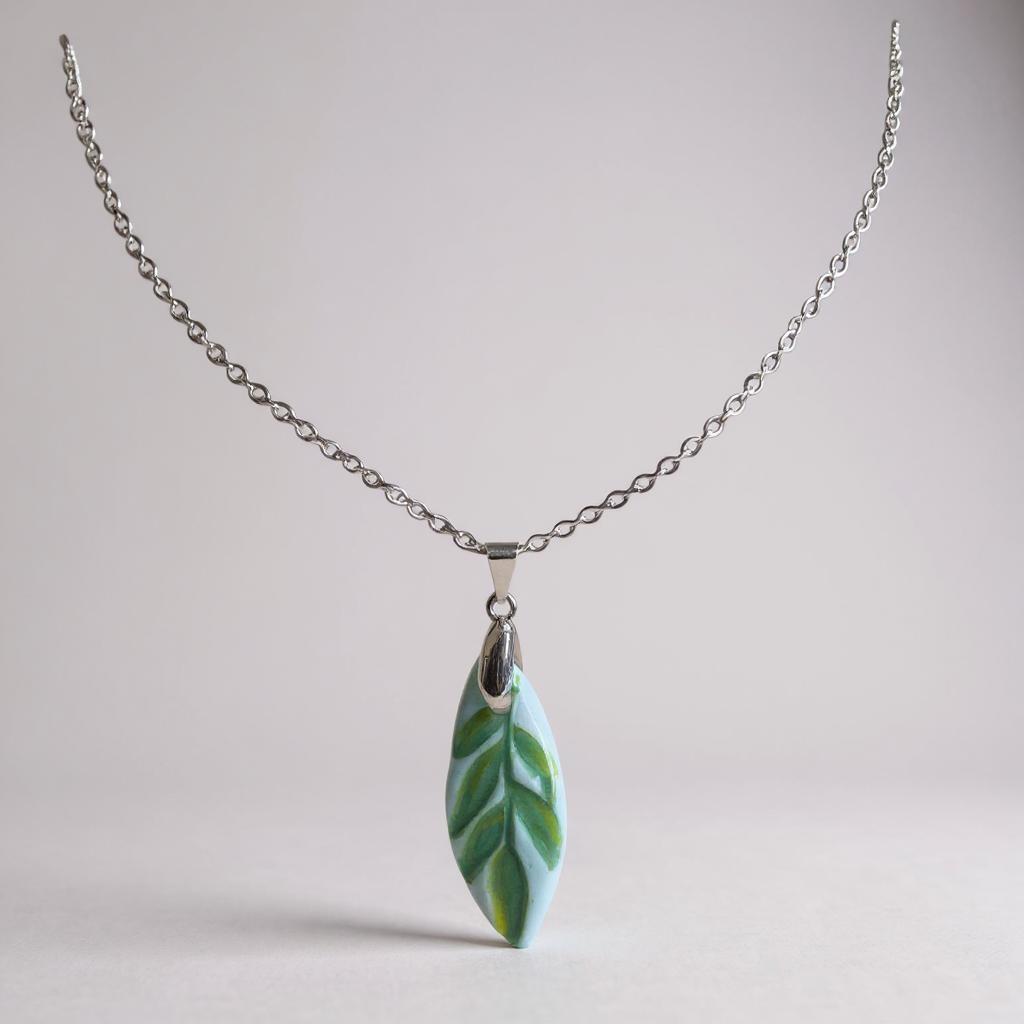 Kiwi Leaf Ceramic Pendant - Wabi Sabi Collection