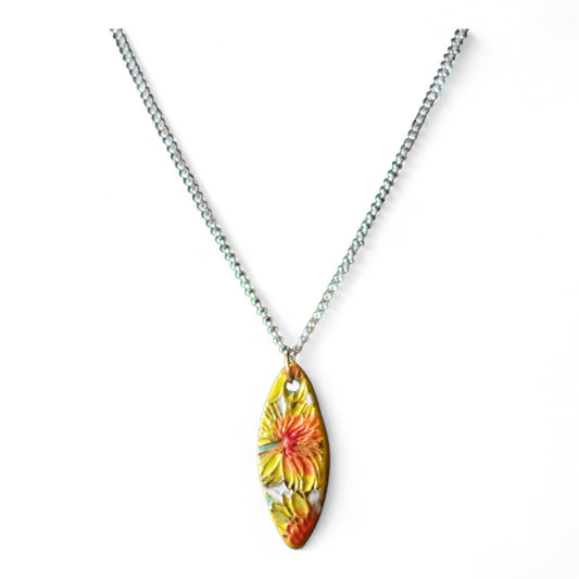 Ceramic pendant with Van Gogh Sunflower designed by Yoko d'Arnaud - Celsius Ceramics.