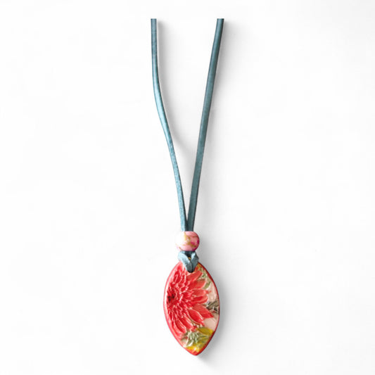 Ceramic pendant with Van Gogh Sunflower designed by Yoko d'Arnaud - Celsius Ceramics.