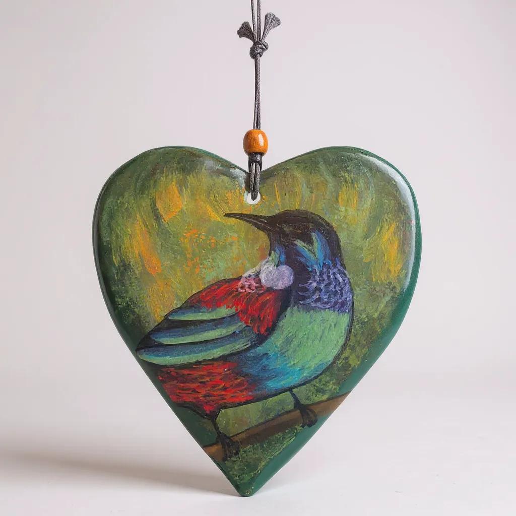 A Heart of New Zealand: The Hand-Painted HeartTūī by Yoko d'Arnaud