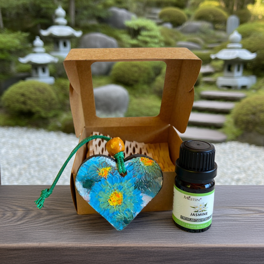 "Azure Serenity" ceramic heart pendant