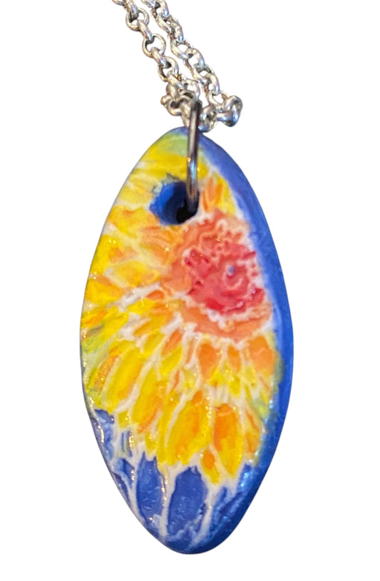 Van Gogh Sunflower du Jardin Range: Hand-Painted Ceramic Pendants