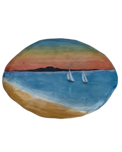 Sail Boats and Rangitoto Wall Art