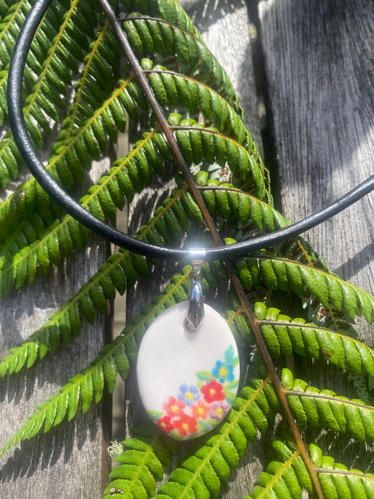 Colourful Flora Porcelain Pendant