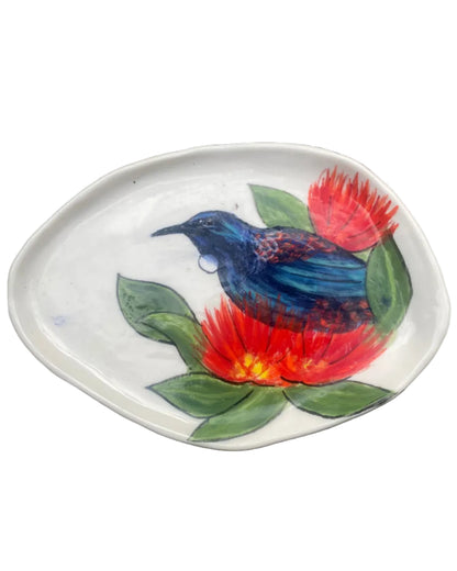 Tui Pohutukawa Plate Porcelain