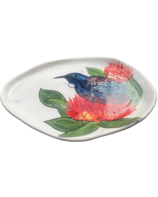 Tui Pohutukawa Plate Porcelain