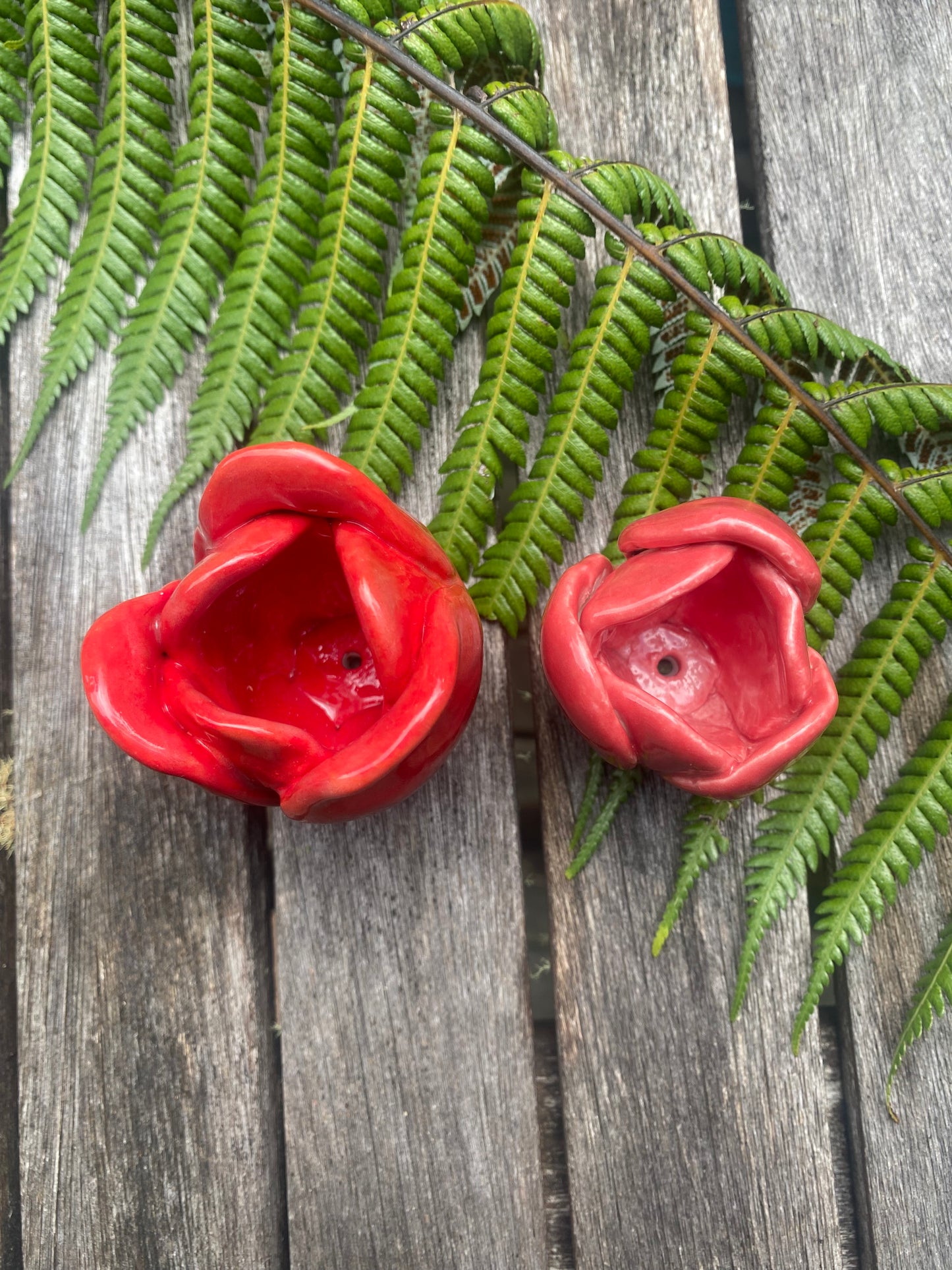 Tulip Incense Holder Red Set of 2