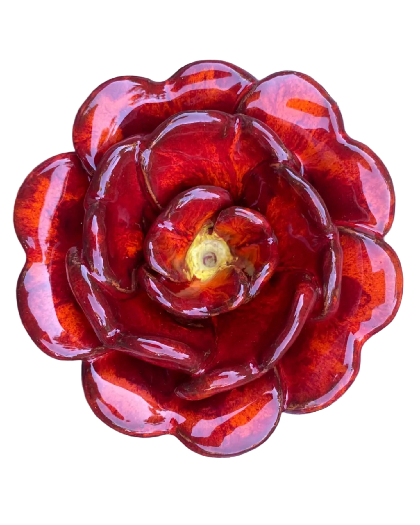 Rose Incense Holder Red, Orange Highlighted  /Wall Art