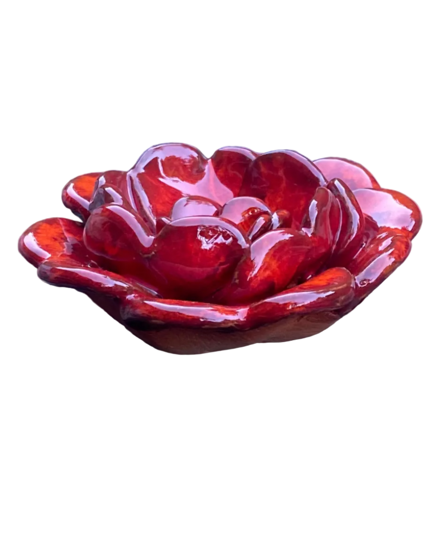 Rose Incense Holder Red, Orange Highlighted  /Wall Art