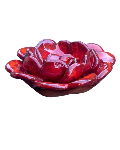 Rose Incense Holder Red, Orange Highlighted  /Wall Art