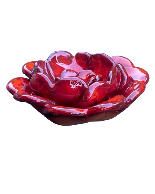 Rose Incense Holder Red, Orange Highlighted  /Wall Art