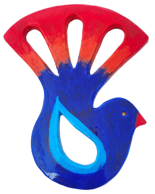 Fantail Red Blue Wall / Garden Art