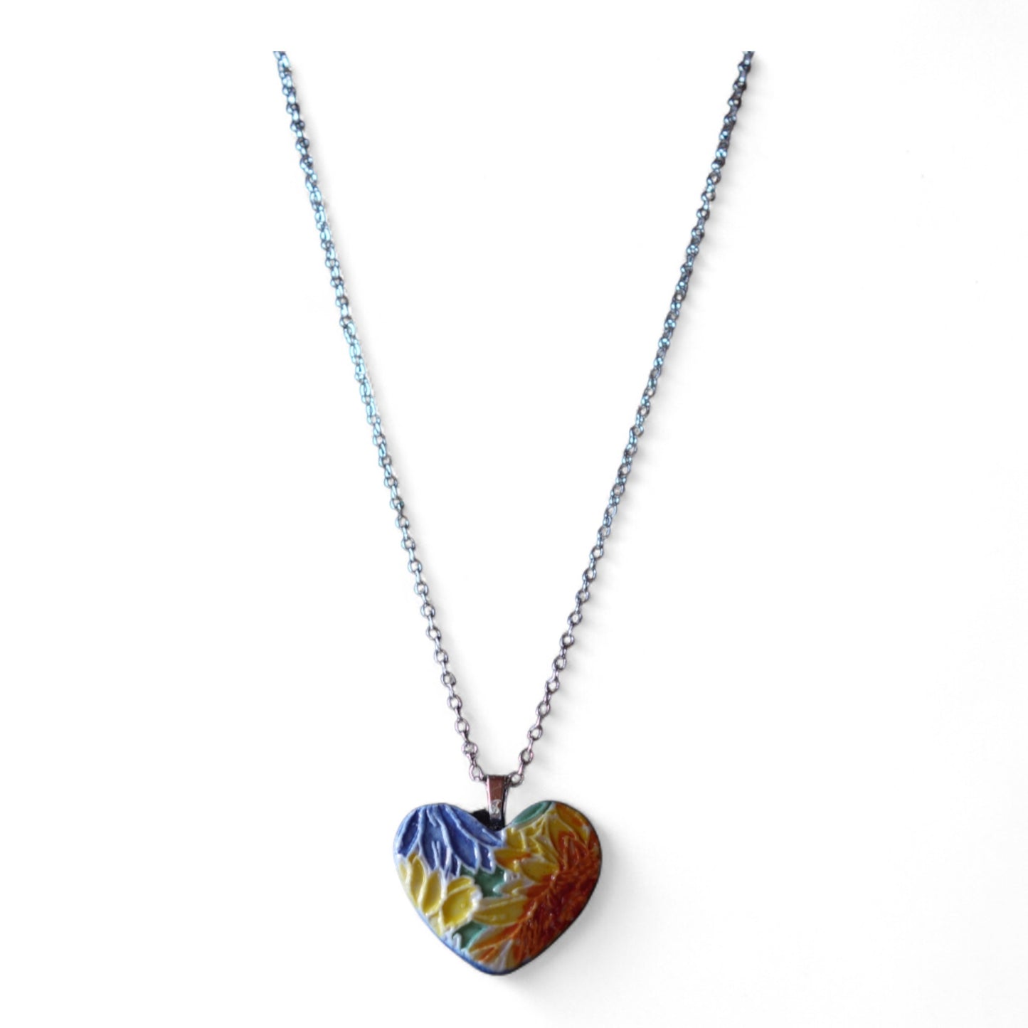 Ceramic pendant with Van Gogh Sunflower designed by Yoko d'Arnaud - Celsius Ceramics.
